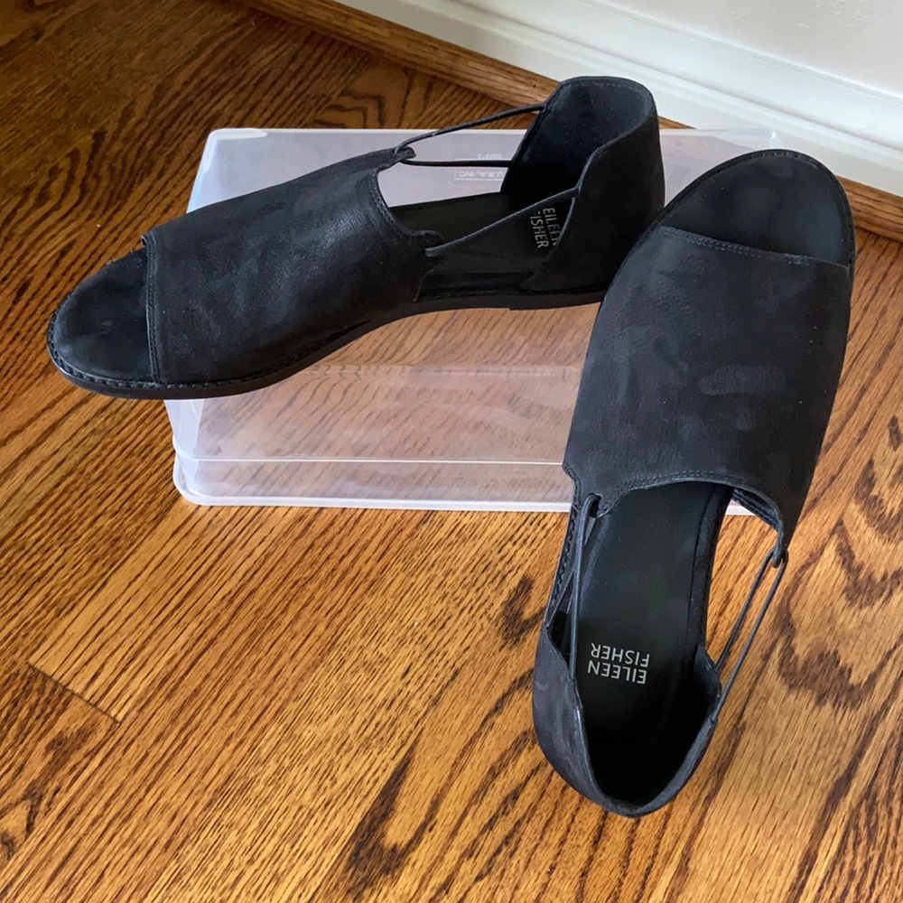 Eileen Fisher Black Suede Sandel